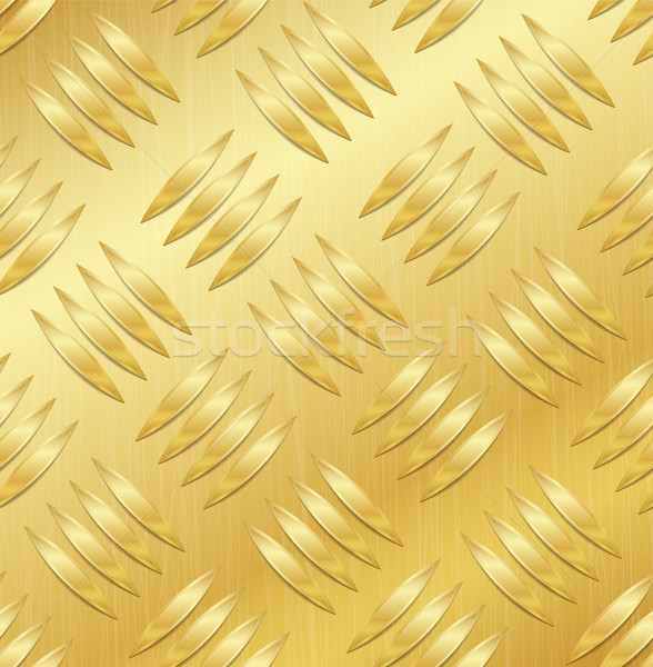 Diamond Metal Plate Seamless Vector Pattern. Corrugated Aluminum Sheet. Golden Metal Seamless Backgr Stock photo © pikepicture