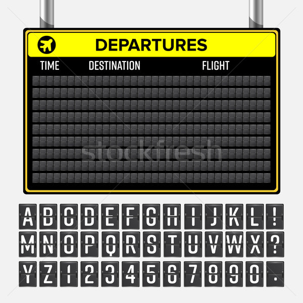 Stock photo: Airport Board Vector. Mechanical Timetable Information Alphabet. Aalog Font