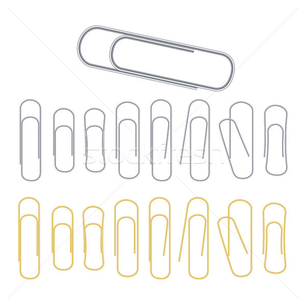 Small Binder Clips Vector Isolated On White. Realistic Paper Clip Set Stock photo © pikepicture