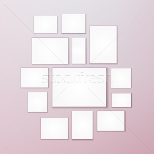 Blank white 3d Paper Canvas Vector. Posters Mock ups. Presentation Photography Portfolio. Illustrati Stock photo © pikepicture