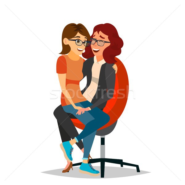 Lesbiană cuplu vector doua femei Imagine de stoc © pikepicture