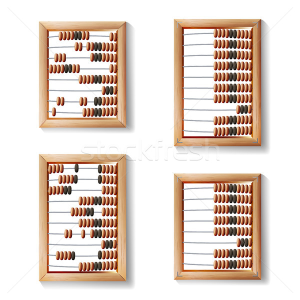 Abacus Set Vector. Realistic Illustration Of Classic Wooden Old Abacus. Arithmetic Tool Equipment. Stock photo © pikepicture