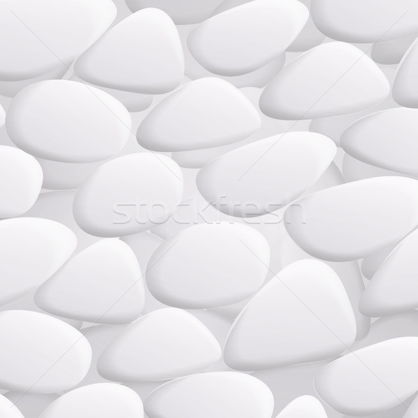 White Pebble Vector. Natural Realistic 3d Stones Of Different Shapes. Sea Rock Pebbles Isolated On W Stock photo © pikepicture