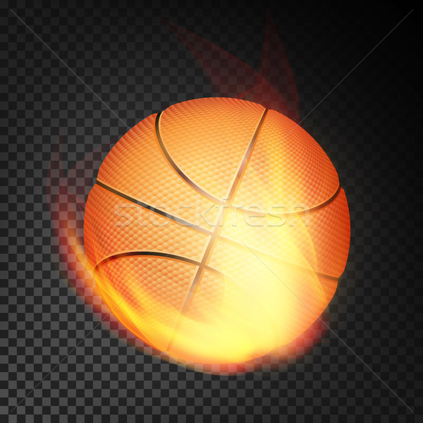 Basketball Ball In Fire Vector Realistic. Burning Basketball Ball. Transparent Background Stock photo © pikepicture