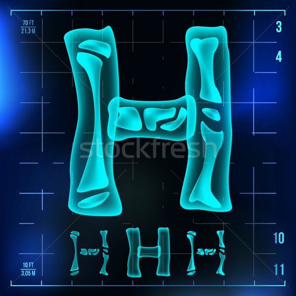 H Letter Vector. Capital Digit. Roentgen X-ray Font Light Sign. Medical Radiology Neon Scan Effect.  Stock photo © pikepicture