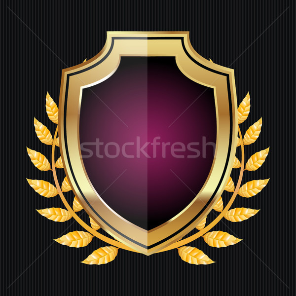 Gouden schild laurier krans ontwerp metaal Stockfoto © pikepicture