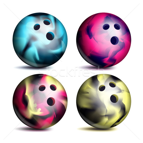 Realistyczny bowling ball zestaw wektora klasyczny piłka Zdjęcia stock © pikepicture