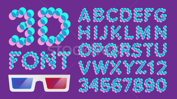 3D Font Pixel Vector. Digital Holographic Font. Typography. Illustration Stock photo © pikepicture