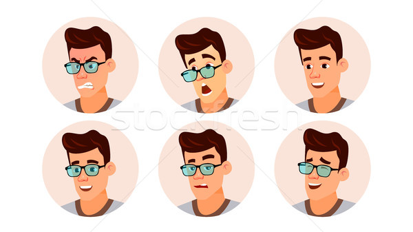 Avatar Man Vector. Human Emotions. Stylish Image. Flat Character Illustration Stock photo © pikepicture
