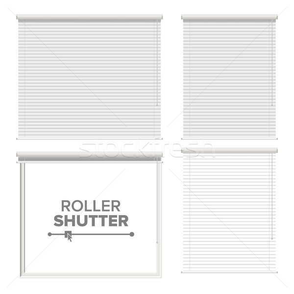 Window With Rolling Shutters Vector. Opened And Closed. Front View. Isolated On White Illustration. Stock photo © pikepicture