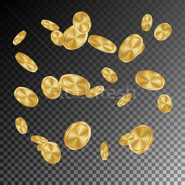 Monede de aur ploaie vector realist explozie cădere Imagine de stoc © pikepicture