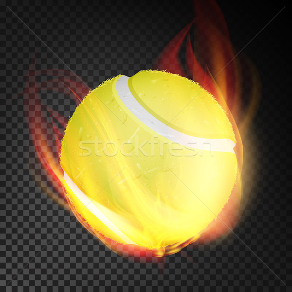 Teniszlabda vektor valósághű citromsárga égő stílus Stock fotó © pikepicture