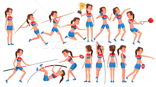 Athletics Girl Player Female Vector. Athletic Sport Competition. Sports Equipment. Sprinter. Sprint  Stock photo © pikepicture