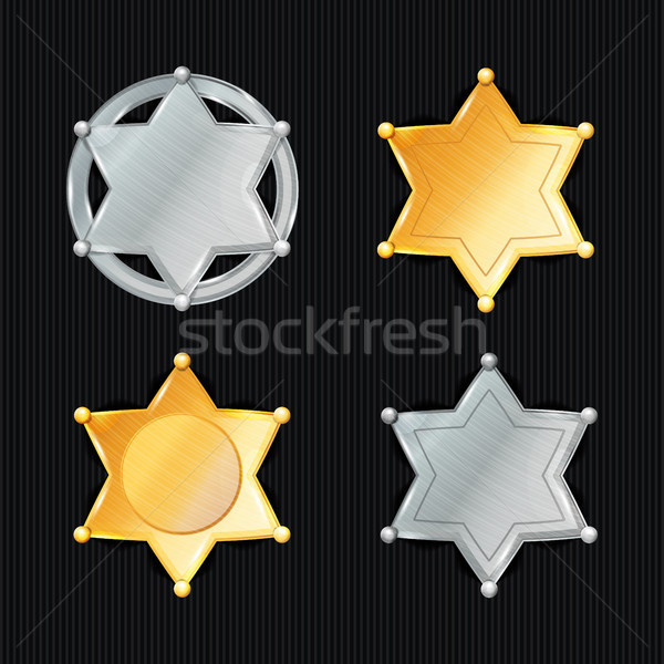 Stock photo: Sheriff Badge Star Vector Set. Different Types. Classic Symbol. Municipal City Law Enforcement Depar