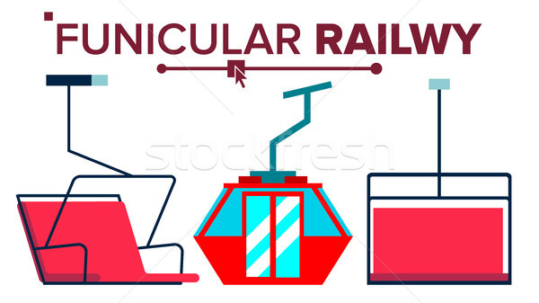 Funicular Vector. Mountain Railway. Ski Cable Car. Isolated Flat Illustration Stock photo © pikepicture