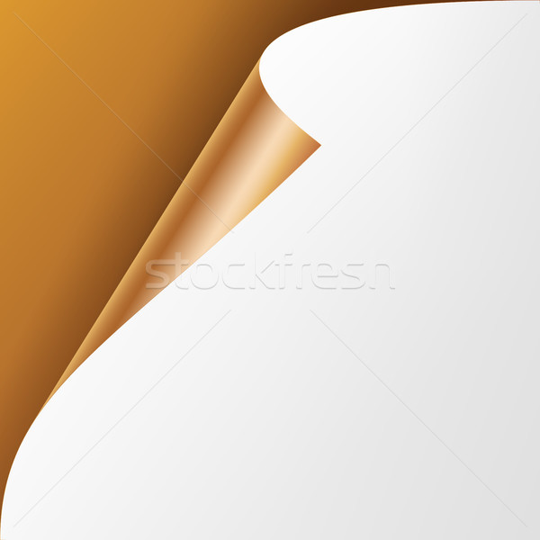 Curled Metallic Corner Vector. Realistic Paper With Soft Shadow Mock Up Close Up Isolated. Stock photo © pikepicture