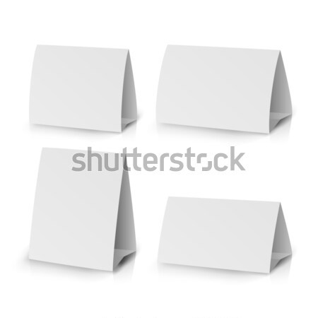 Fehér papír áll asztal címke szórólap Stock fotó © pikepicture