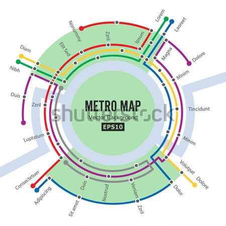 Metro Map Vector. Plan Map Station Metro And Underground Railway Metro Scheme Illustration. Colorful Stock photo © pikepicture