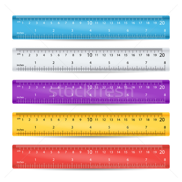 School Plastic Ruler Vector. Measure Tools Equipment. Colorful. Centimeters, Inches Scale. Isolated  Stock photo © pikepicture