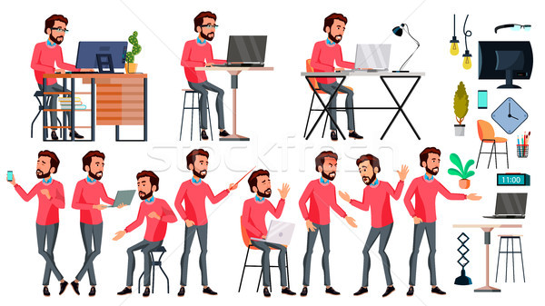 Büroangestellte Vektor Gesicht Emotionen unterschiedlich Gesten Stock foto © pikepicture