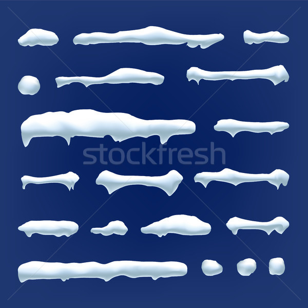 Snow Drift Vector. Snowballs, Snowdrift. New Year Winter Ice Element. Realistic Snow Caps. Isolated  Stock photo © pikepicture