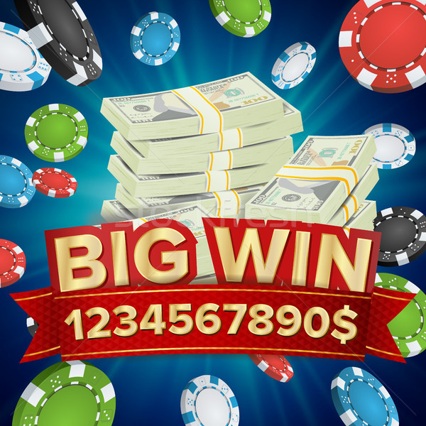 Big Win Banner. Background For Online Casino, Gambling Club, Poker, Billboard. Poker Chips Jackpot I Stock photo © pikepicture