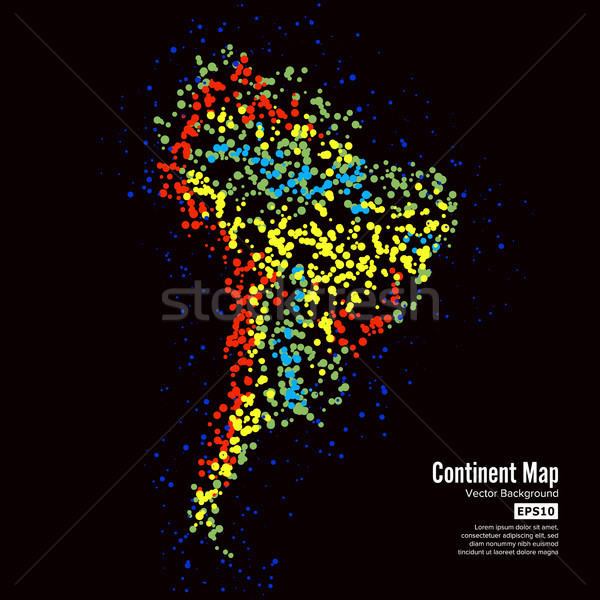South America. Continent Map Abstract Background Vector. Formed From Colorful Dots Isolated On Black Stock photo © pikepicture