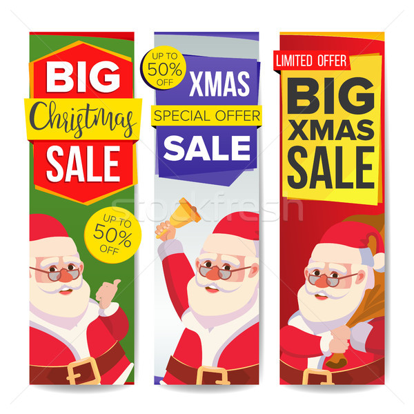 Christmas Sale Banner Set Vector. Merry Christmas Santa Claus. Online Shopping. Winter Website Verti Stock photo © pikepicture