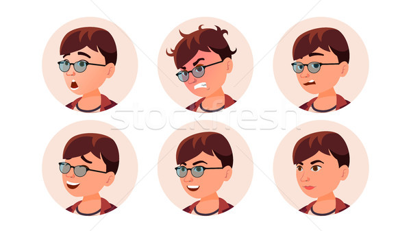 Avatar Icon Woman Vector. Round Portrait. Cute Employer. Isolated Flat Cartoon Illustration Stock photo © pikepicture