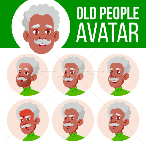Idős férfi avatar szett vektor fekete afro Stock fotó © pikepicture