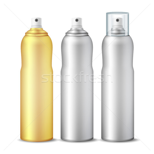 Spray Can Vector. Clean 3D Bottle Can Spray. Branding Design. Deodorant With Lid And Without. Isolat Stock photo © pikepicture