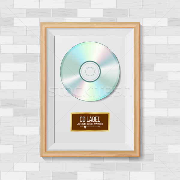 CD Disc Award Vector. Best Seller. Musical Trophy. Realistic Frame, Album Disc, Brick Wall. Illustra Stock photo © pikepicture