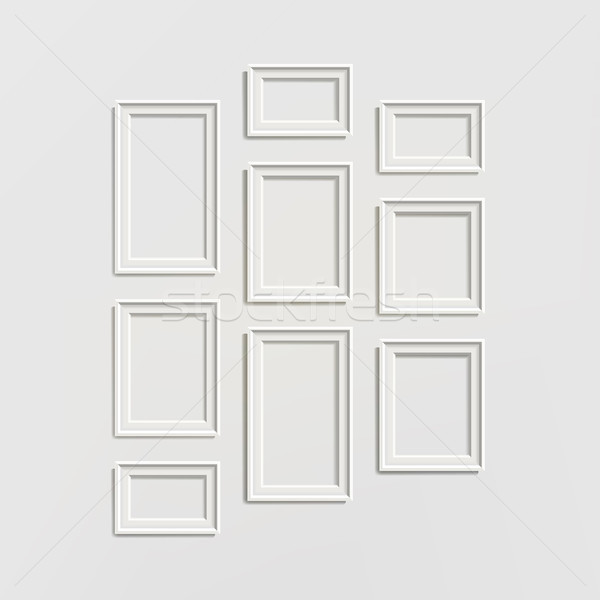 Blank Picture Frame Template Composition Set Vector Isolated on Wall Background Stock photo © pikepicture