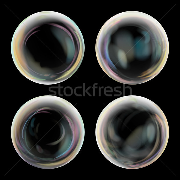 Realistic Soap Bubbles With Rainbow Reflection Stock photo © pikepicture