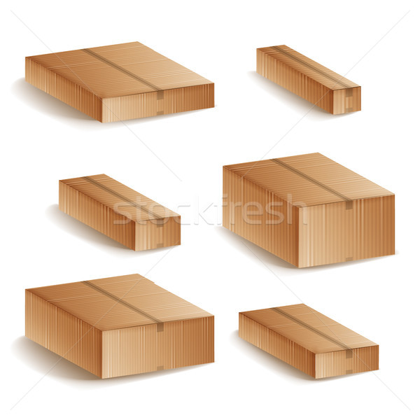 Realistic Cardboard Boxes Set Isolated Vector Illustration. Closed Delivery Cardboard 3d Realistic D Stock photo © pikepicture