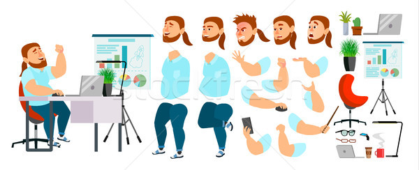Stock photo: Business Man Character Vector. Working Male. Casual Clothes. Start Up. Office Meeting. Developer. An