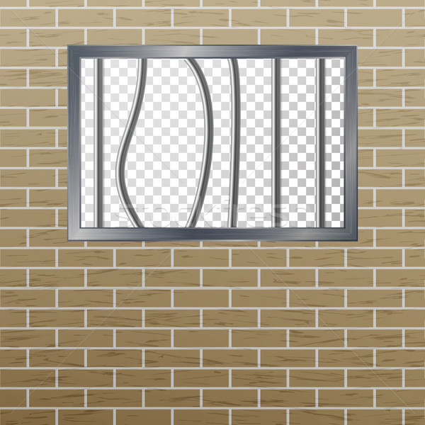 Prison Window With Bars And Brick Wall. Vector Pokey Concept. Prison Grid Isolated. Stock photo © pikepicture