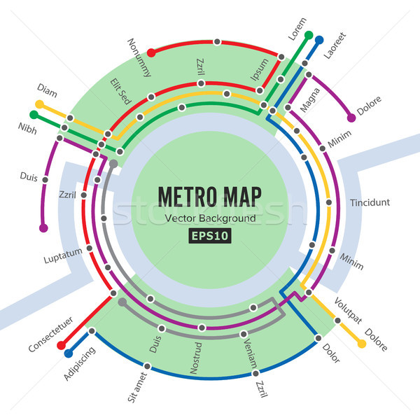 Metro Map Vector. Template Of City Transportation Scheme For Underground Road. Colorful Background W Stock photo © pikepicture