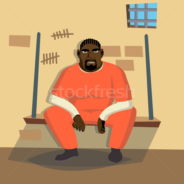 Prisoner Man Vector. Criminal Man Arrested And Locked. Isolated Flat Cartoon Character Illustration Stock photo © pikepicture