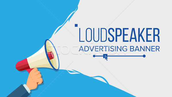 Loudspeaker In Hand Vector. Marketing Sign, Advertising. Social Media Marketing Concept. Flat Cartoo Stock photo © pikepicture