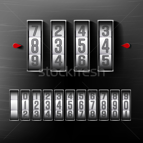 кодовый замок реалистичный металл вектора безопасности иллюстрация Сток-фото © pikepicture