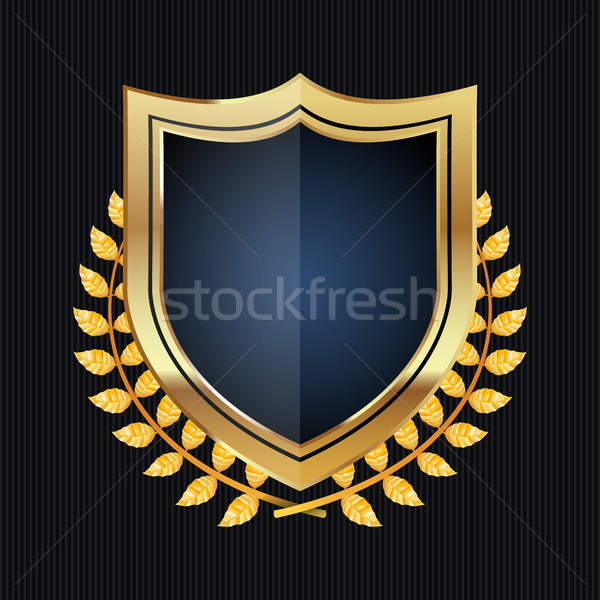 Golden Shield With Laurel Wreath. Vector Illustration Stock photo © pikepicture