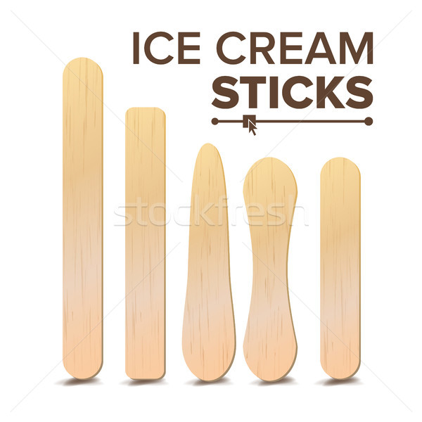 Ice Cream Sticks Set Vector. Different Types. Wooden Stick For Ice cream, Medical Tongue Depressor.  Stock photo © pikepicture