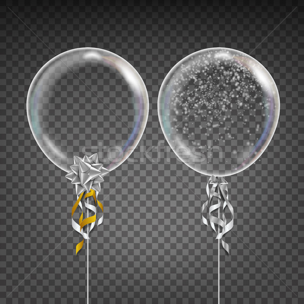 Transparent Balloon Vector. Snowflake. White Glossy Ballon In The Air. Party Decoration For Annivers Stock photo © pikepicture
