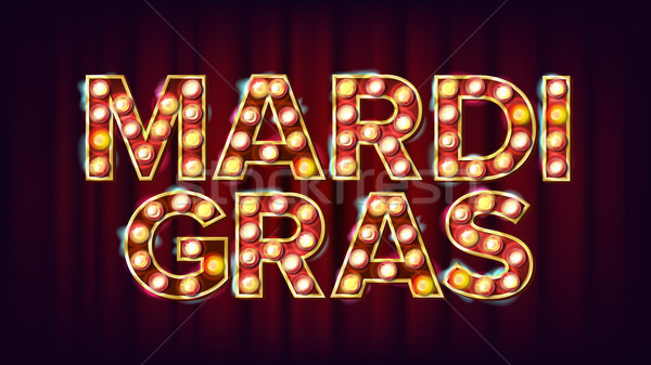 Mardi Gras Background Vector. Carnival Vintage Style Illuminated Light. For Greeting Card, Party Inv Stock photo © pikepicture