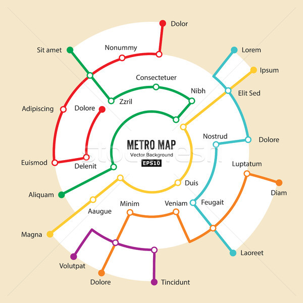 Foto stock: Metro · mapa · vector · imaginario · subterráneo · colorido