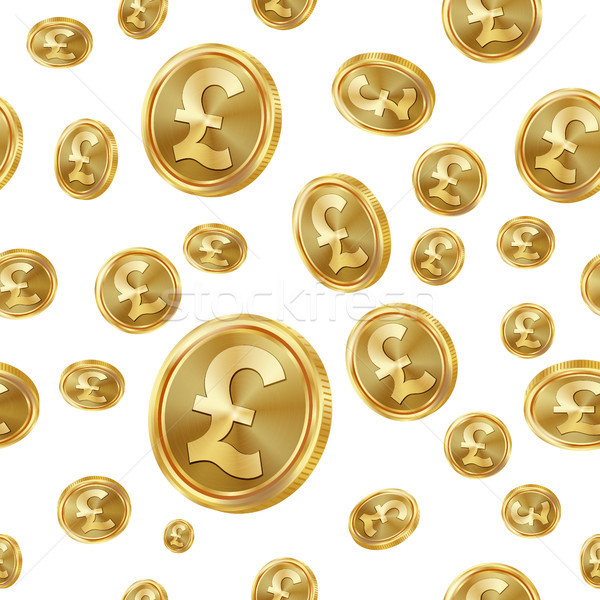 GBP Seamless Pattern Vector. Gold Coins. Isolated Background. Golden Finance Banking Texture. Stock photo © pikepicture