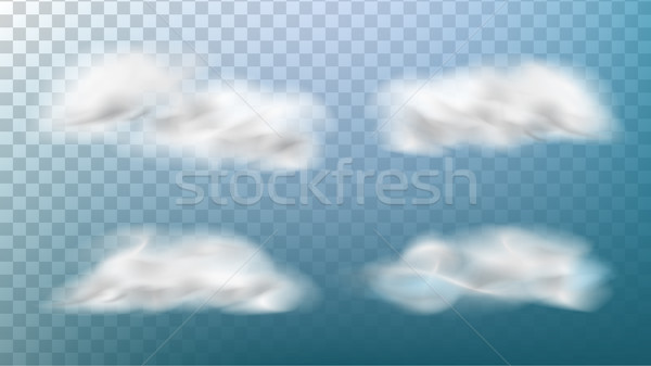 Realistic Clouds Vector. Isolated On Transparent Background Illustration Stock photo © pikepicture