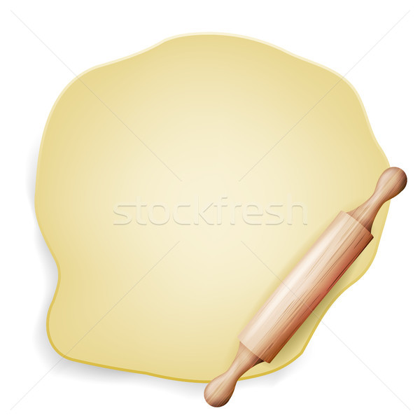 Dough Vector. Wooden Rolling Pin. Baking Ingredient. Poster Design. Isolated Illustration Stock photo © pikepicture
