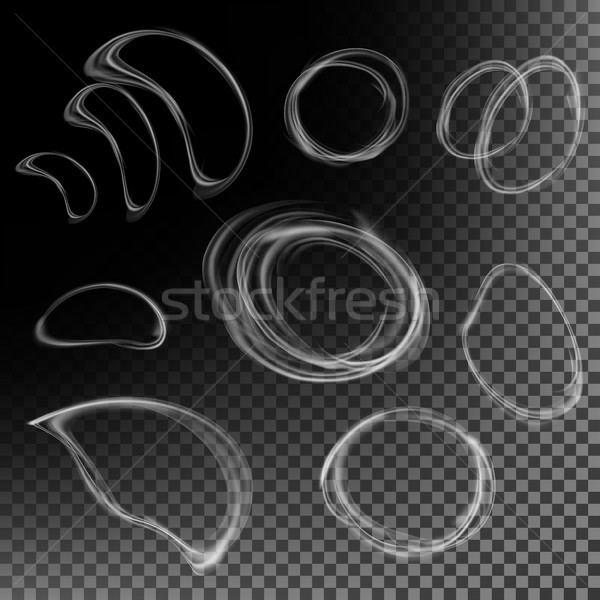 Realistic Cigarette Smoke Waves Vector. Clouds Set In Circle Form. Transparent Background. Stock photo © pikepicture